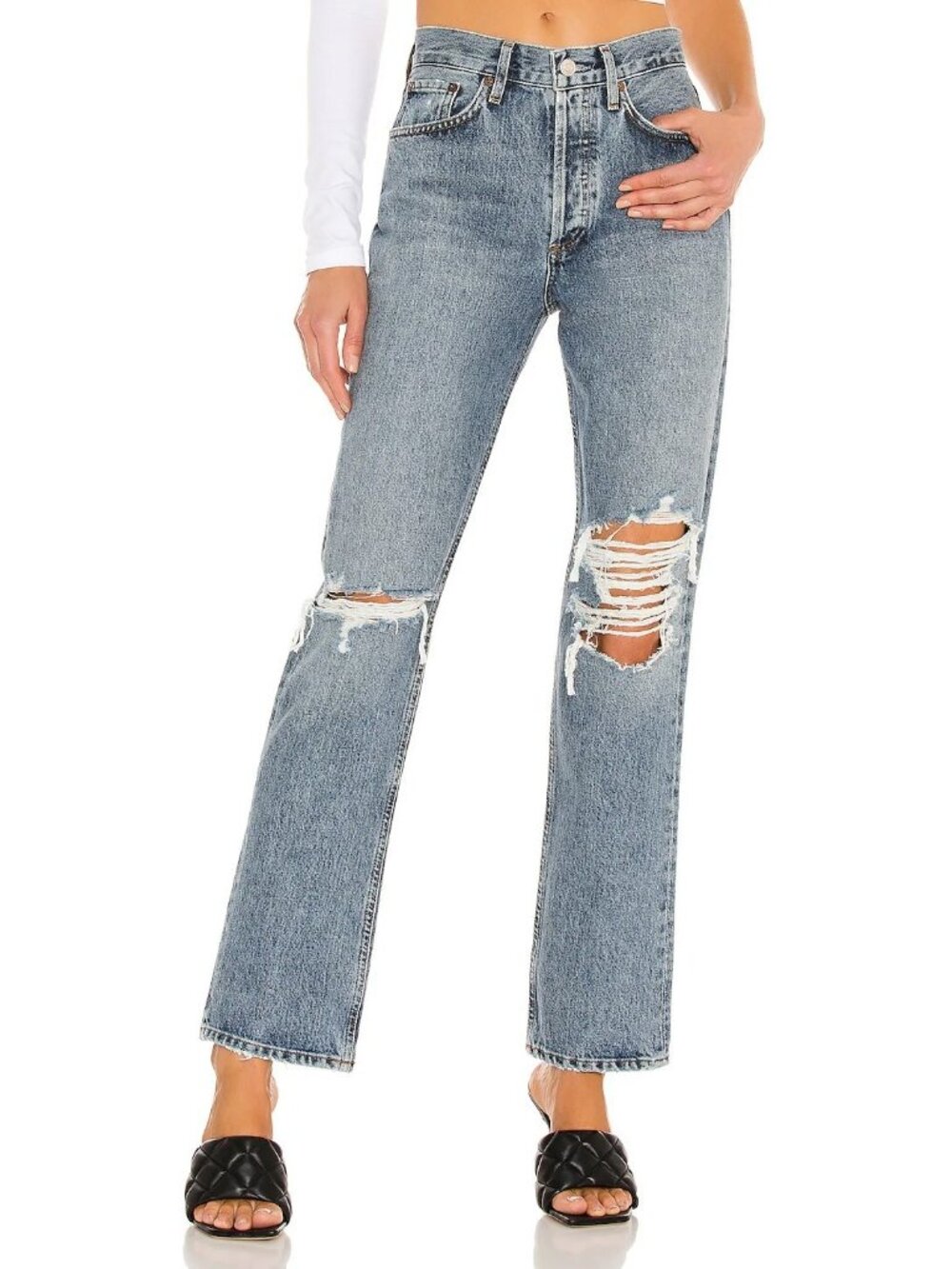 NWT AGOLDE sz 29 Lana Crop Mid Rise Vintage Straight Jeans Backdrop